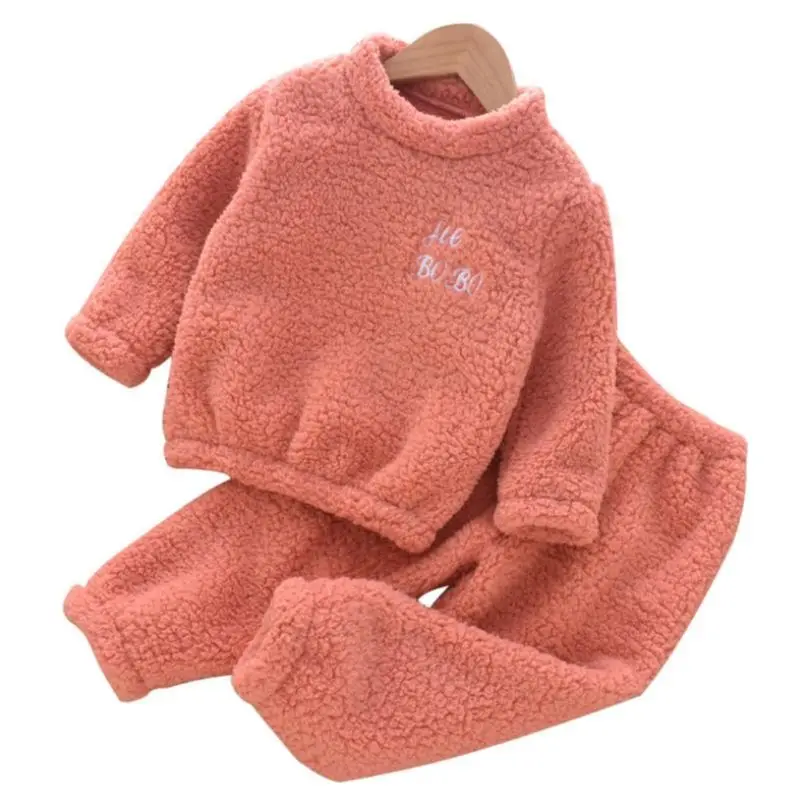 

2022 New Children Sleepwears Autumn winter Flannel Pajamas Sets Baby Girls Pajamas Boys Coral Warm Plush Home clothes suit0-10Y