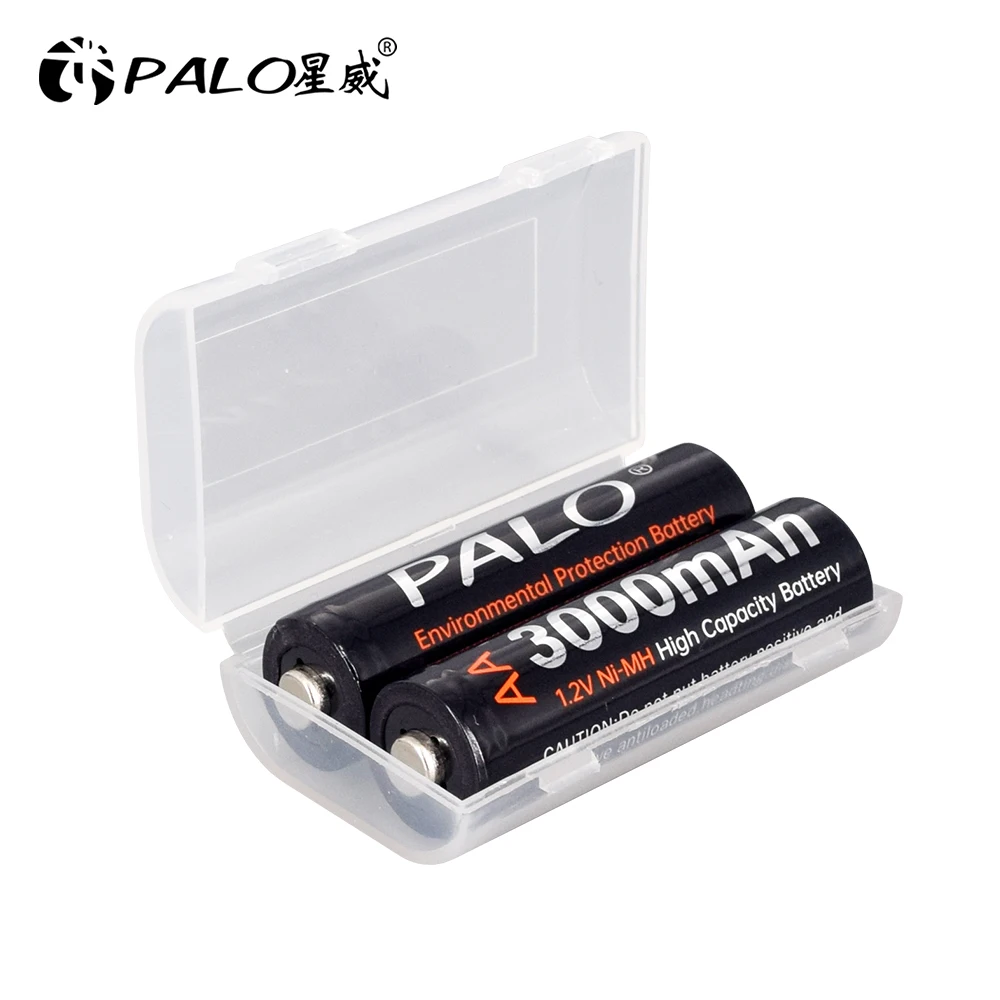 PALO-100% 오리지널 1.2v AA 충전식 배터리, aa 1.2v nimh aa 배터리, LCD 스마트 충전기 포함, 1.2v nimh aa aaa 용