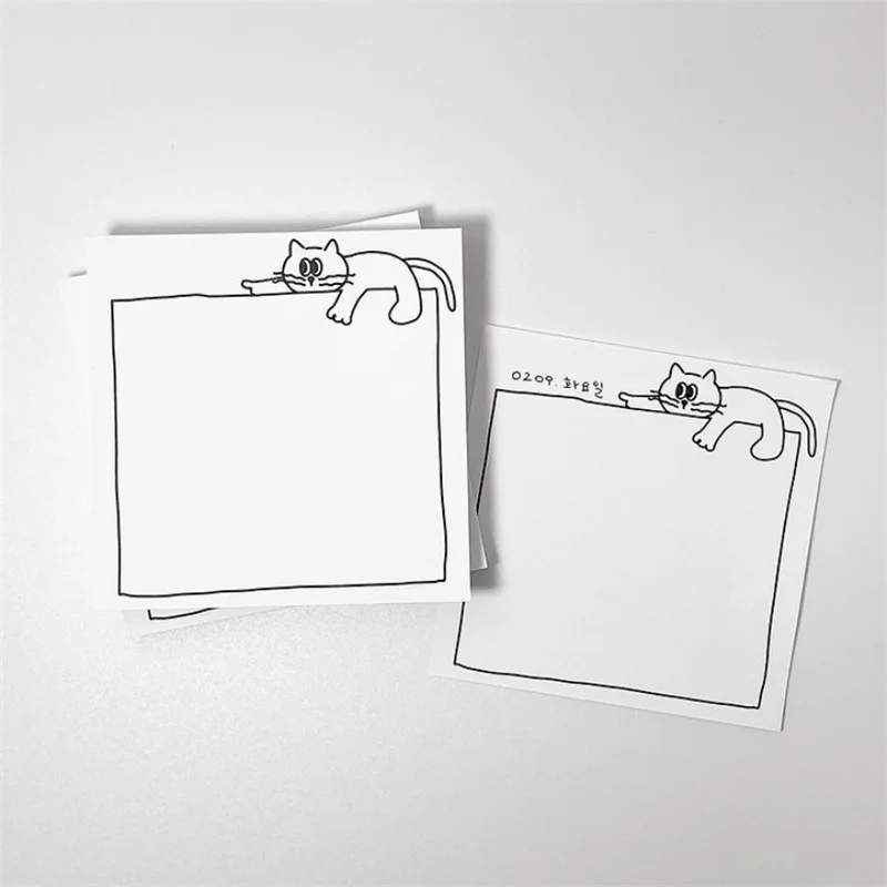 Simple Drawing Cute Cat Dialog Box Memo Pad Ins Mini Notebook Stationery Office Notes Message Paper School Supplies 50 Sheets