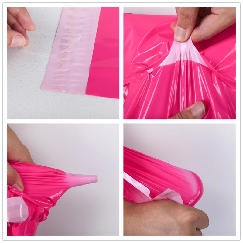 50Pcs print Courier Bags Pink Self-Seal Adhesive Storage Bag Plastic Poly Envelope Mailer Postal Mailing Bags Customizing logo