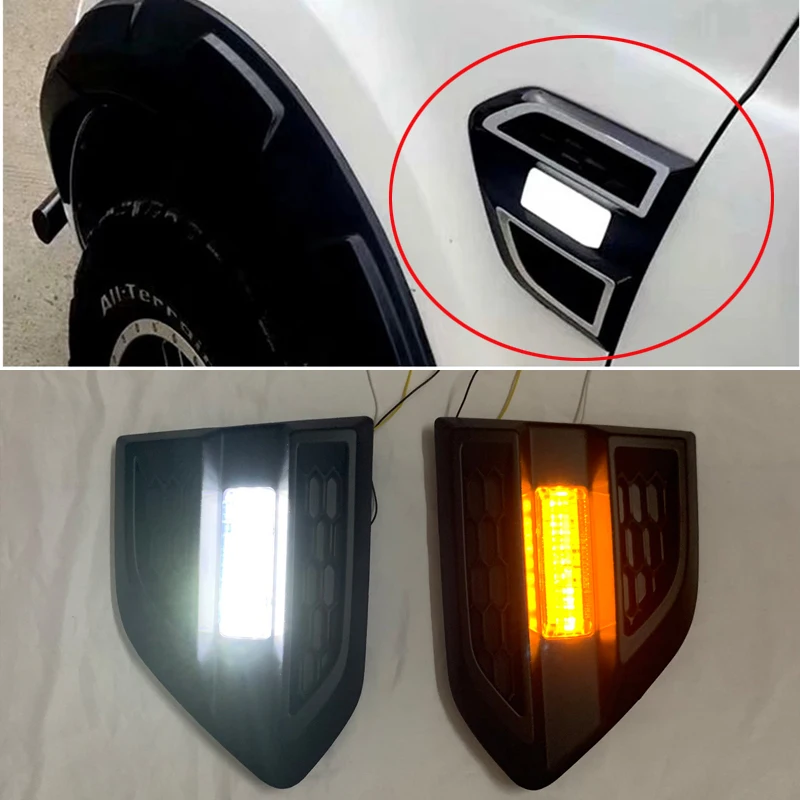 2pcs/set Car door cover LED Daytime Running Light day lights for FORD RANGER T7 T8 EVERST 2015-18 car door side lamp turn lights