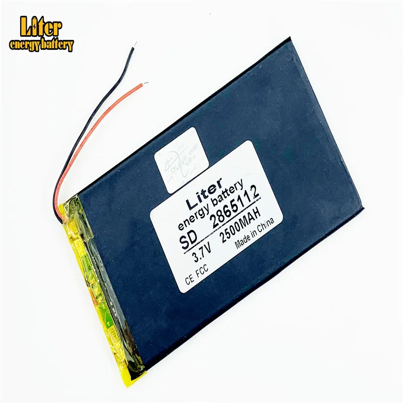 3.7V 2500 mAh 2865112 แบตเตอรี่ลิเธียมโพลิเมอร์ Li-Po แบบชาร์จแบตเตอรี่สำหรับ DVD GPS EBook โทรศัพท์มือถือแท็บเล็ต Power Bank PC