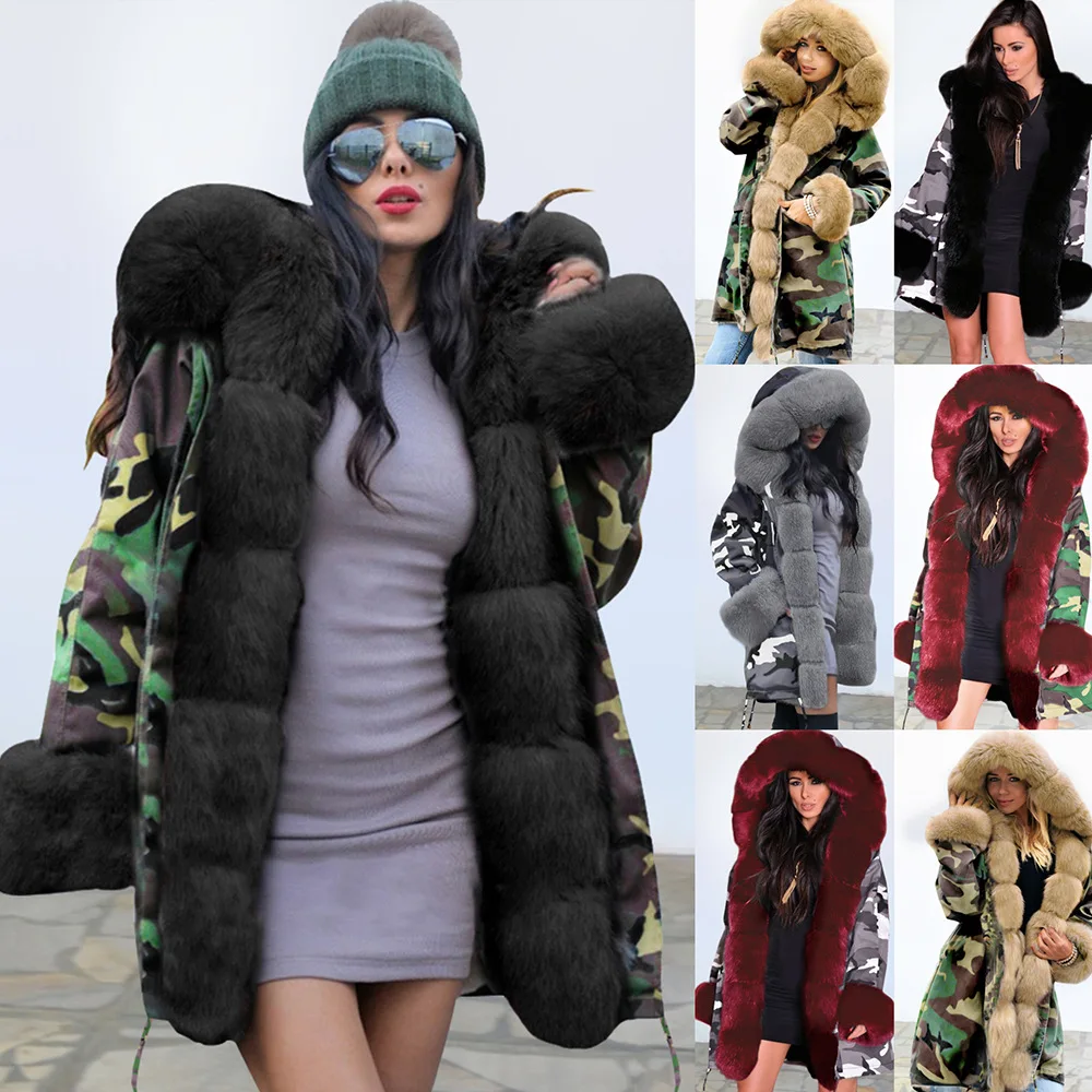 

Women's Woolen Coat Fashion Velvet Hooded Windbreaker Women's Fur Collar Warm Thickened Cashmere Inner Coat Jacket for Women