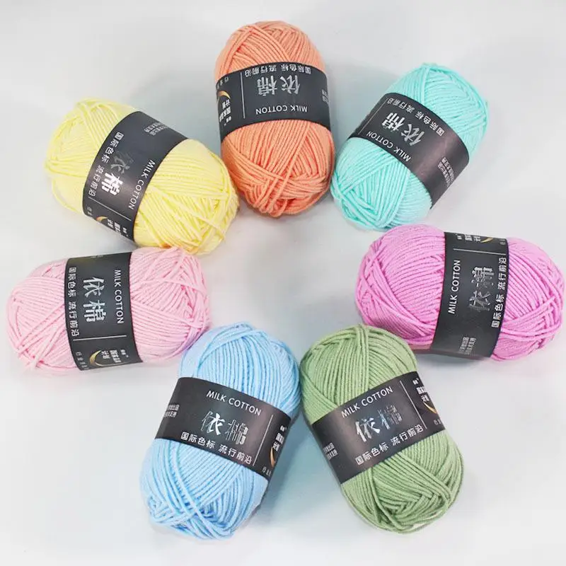 50 Grams/Ball Baby Milk Cotton Yarn For Hand Knitting Crochet Worsted Wool Thread Colorful Eco-dyed DIY Needlework