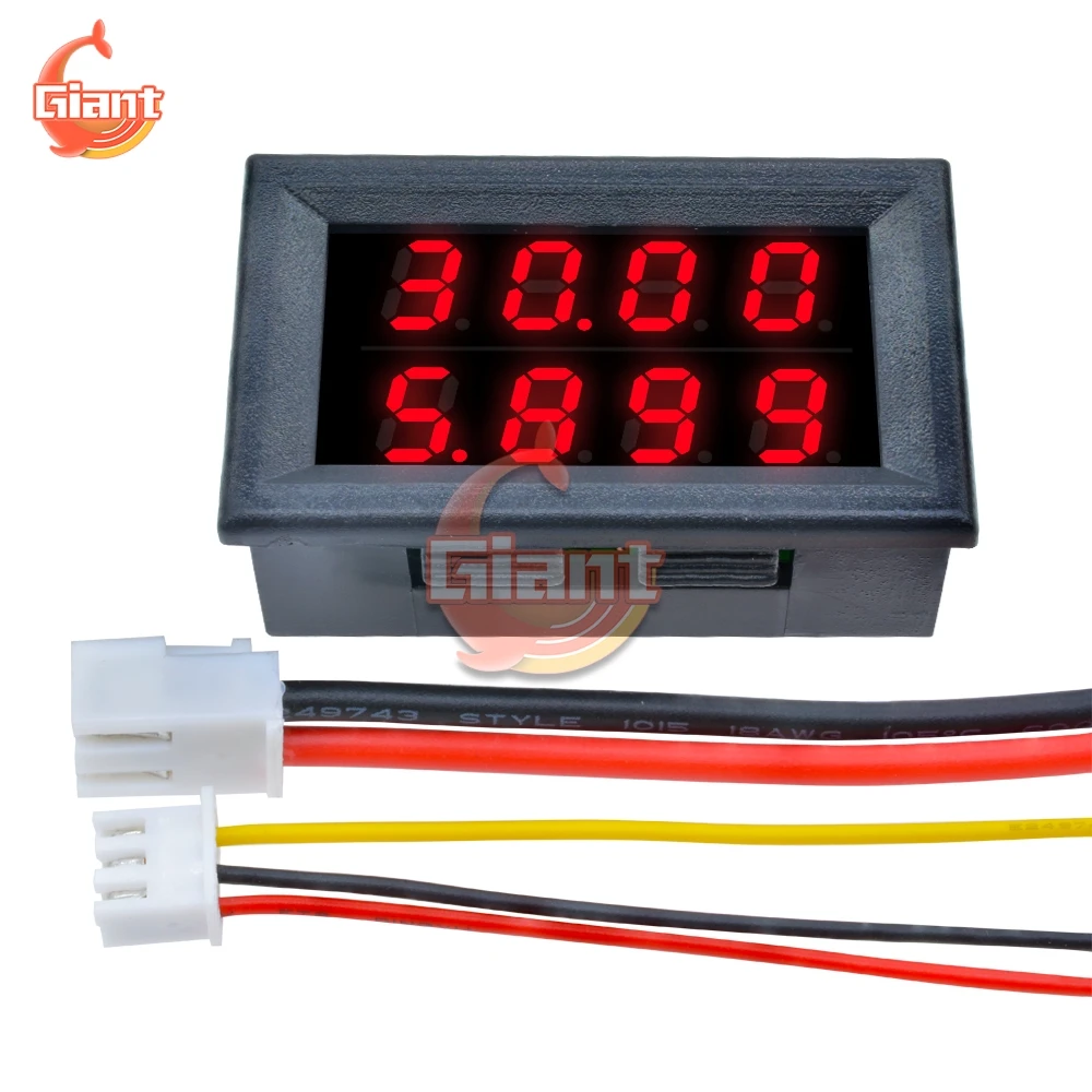 Dual LED Display Digital Voltmeter Ammeter DC 100V 200V 10A Voltage Current Meter Panel Amp Volt Tester Detector 4 Bits 5 Wires