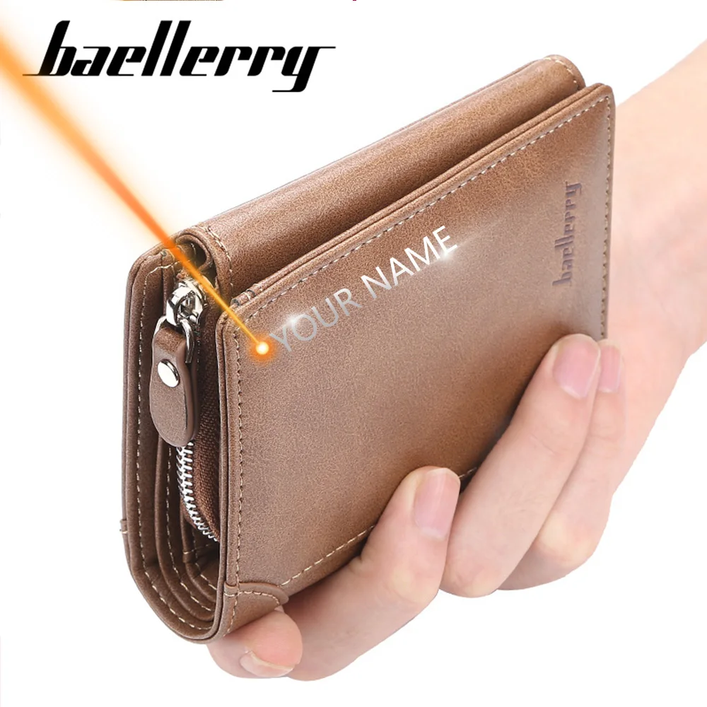 

2022 Baellerry Short Men Wallets 11 Card Holders Desigh Zipper Men Leather Purse Solid Coin Pocket High Quality Male Purse