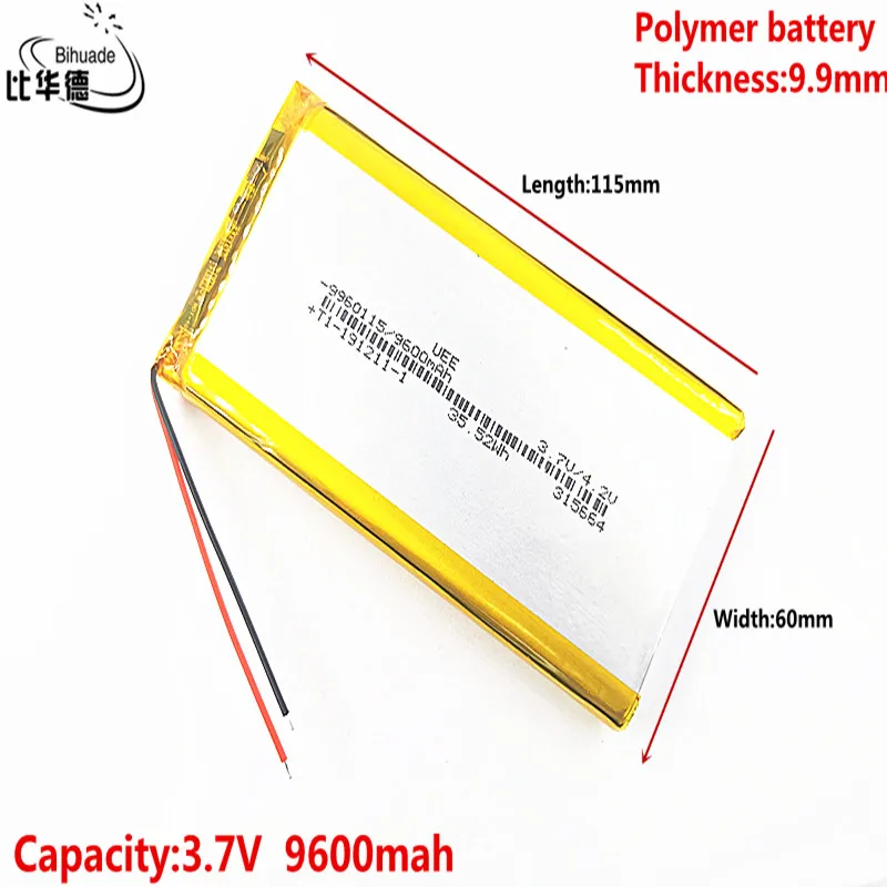 Liter energy battery 9960115 3.7 V lithium polymer battery 9600 mah DIY mobile emergency power charging treasure battery