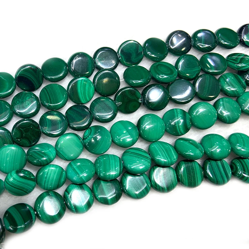 

6-12mm Natural Malachite Beads 15'' Green Coin DIY Loose Beads For Jewelry Making Women Beads Bracelets Necklace Earring Gift