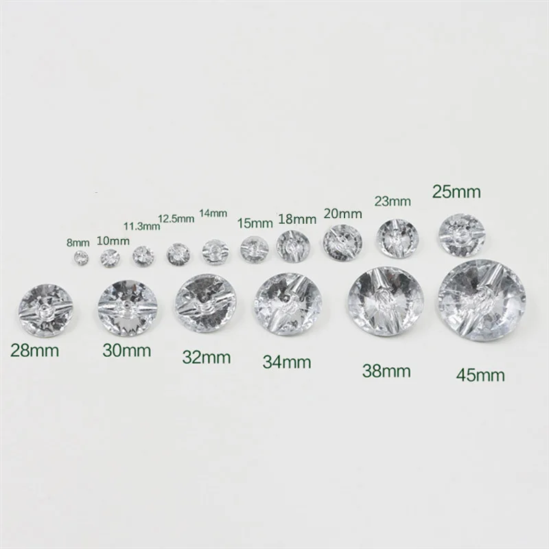 10PCS  Rhinestone Acrylic Buttons 10mm/15mm/18mm/20mm/25mm Rhinestone Crystal Buttons For Clothing Sofa Craft Sewing Accessories