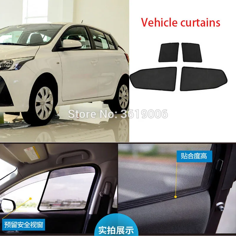 4pcs High-end custom For Toyota Yaris L 13-19 card type magnetic car curtain sun shade car window shade car styling