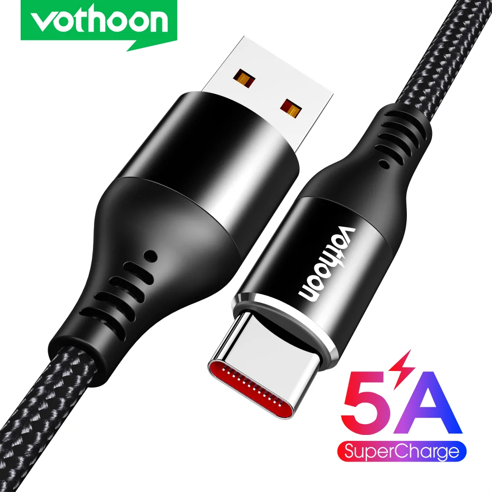 Vothoon 5A USB Type C Cable For Huawei P40 Pro Mate 30 Pro P30 Supercharge 40W Fast Charging Charger Type C Cable Wire Cord