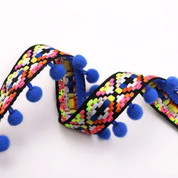 1yard Vintage Embroidered Trim Ribbon Pom Pom Ball Fringe Ribbon Crafts Handmade Ribbon for Sewing Accessories DIY Decoration