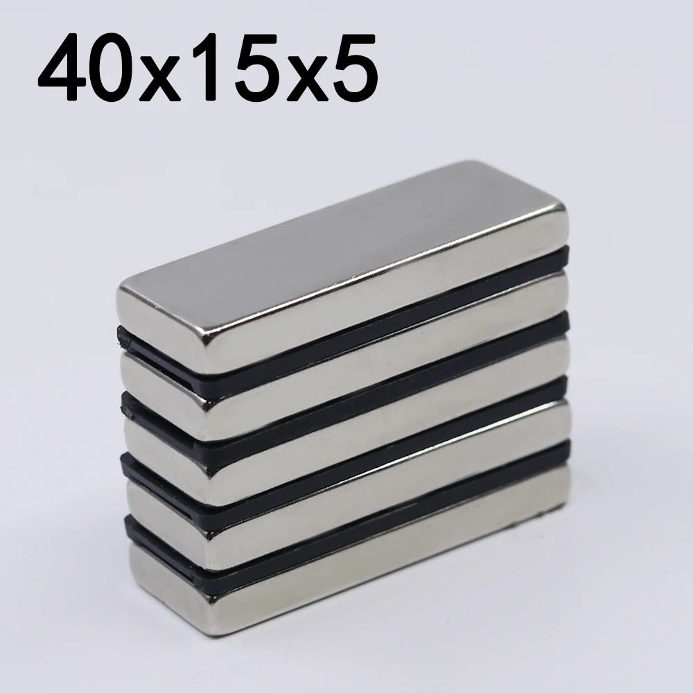 

1/2/5/10Pcs 40x15x5 Neodymium Magnet 40mm x 15mm x5mm N35 NdFeB Block Super Powerful Strong Permanent Magnetic imanes