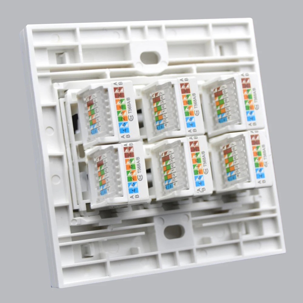 Computer Network Module Socket Panel RJ45 CAT5E 86x86 Type Cable Interface Outlet Wall Socket White