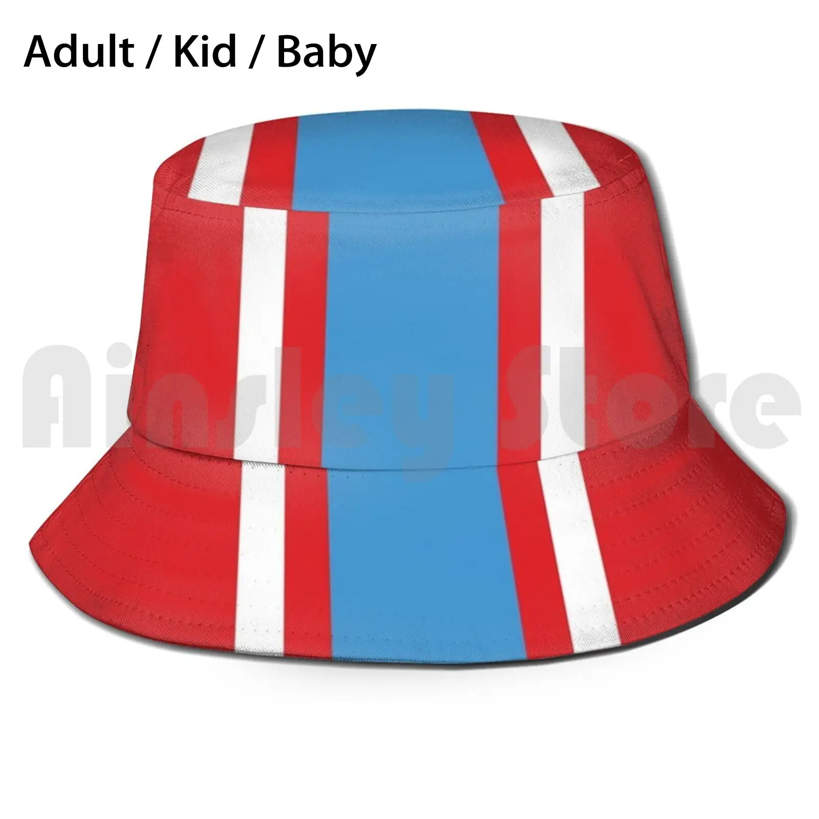 Red , White , & Powder Blue Vertical Power Stripe Sun Hat Foldable UV Protection Red Oilers Blue Hawks White Football