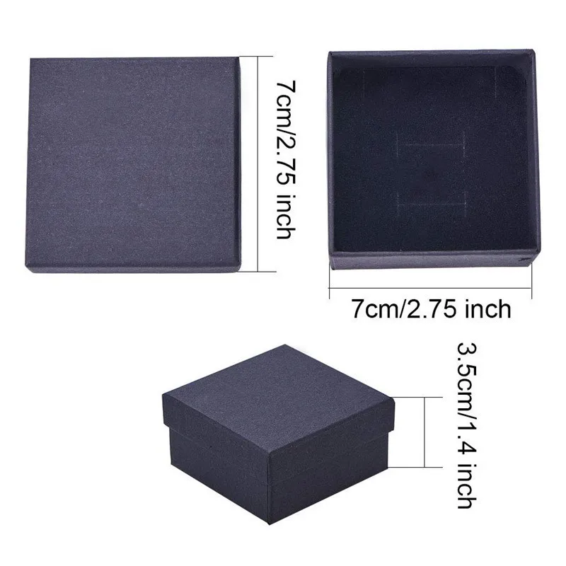 12pcs/Lot Small Size 9x7x3cm Kraft Square Cardboard Jewelry Boxes for Jewelry Set and Packaging Box,Tan F80