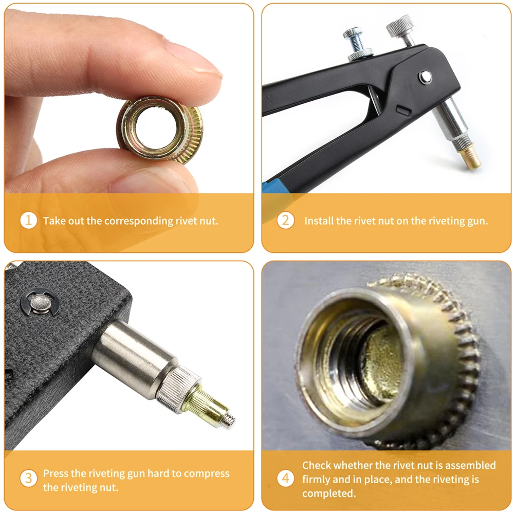 Electrapick 93/165/210pcs Carbon Steel M3 M4 M5 M6 M8 M10 M12 Flat Head Rivet Nut Set Multi Size Insert Rivet Nut Hardware Part