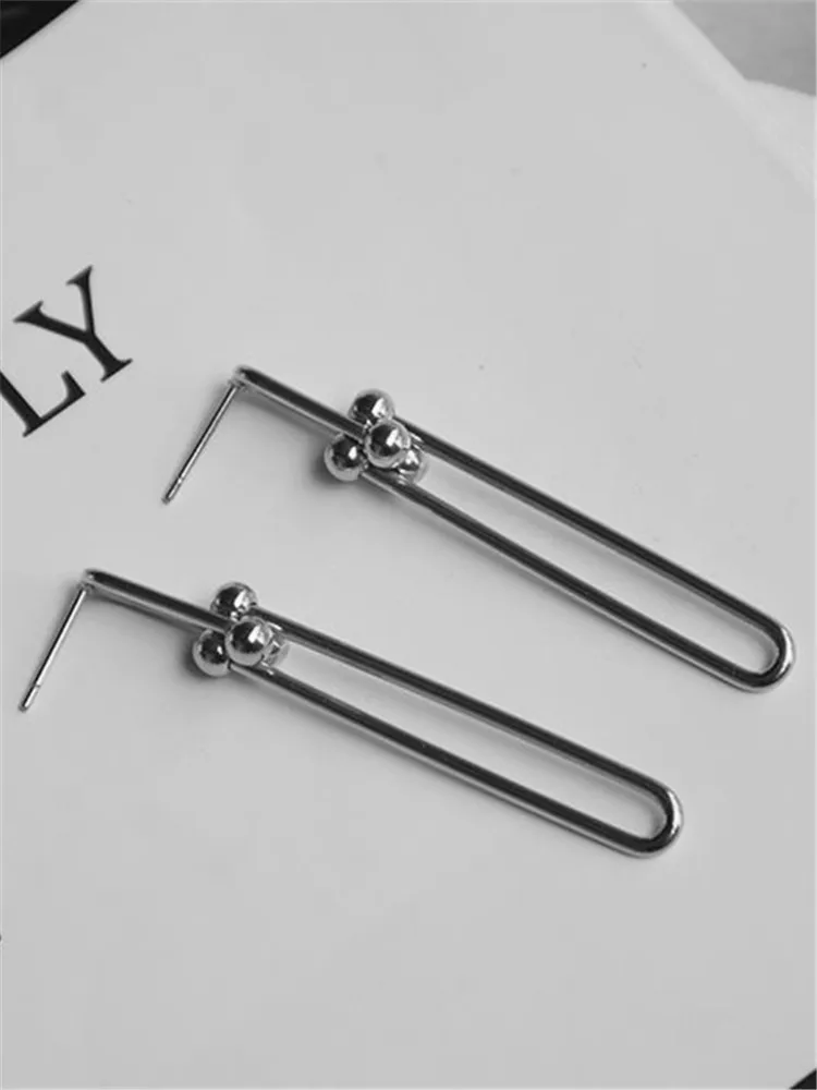 kshmir New style chain ring U-shaped earrings retro modern metal ball horseshoe buckle stud earrings 2020