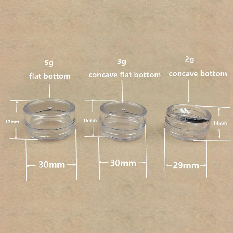 10pcs 2g 3g 5g 10g 15g 20g Plastic Cosmetic Empty Jars White Lids Clear Pots Bottles Eyeshadow Makeup Cream Lip Balm Containers