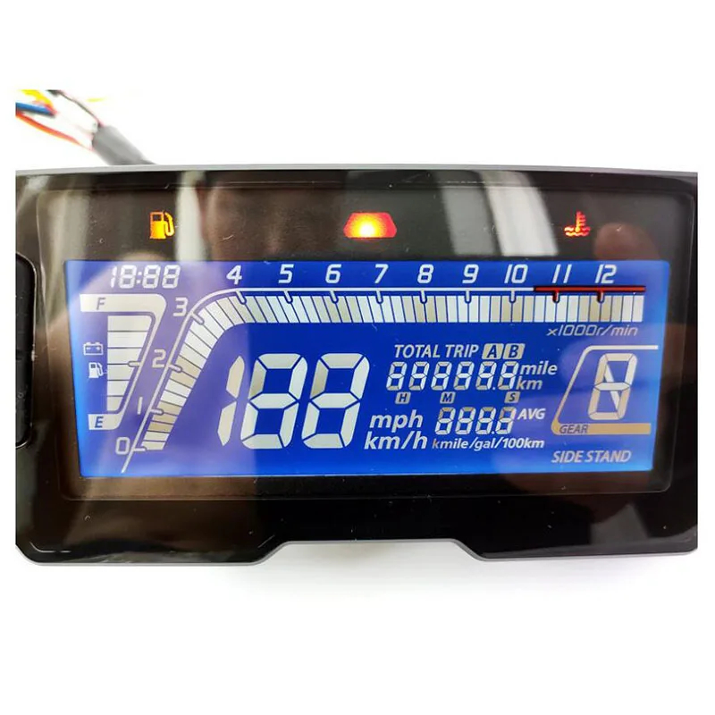 Universal Motorcycle Speedometer LCD Digital Odometer 12000RPM 6 Gear Backlight Cylinders Meter With Sensor Bracket Accessories