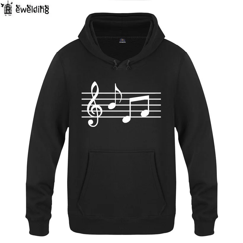 Mens Hoodies MUSIC NOTES Printed Hoodie Men Hip Hop Fleece Long Sleeve Man's Sweatshirt Skate Pullover Tracksuit Coat Moletom