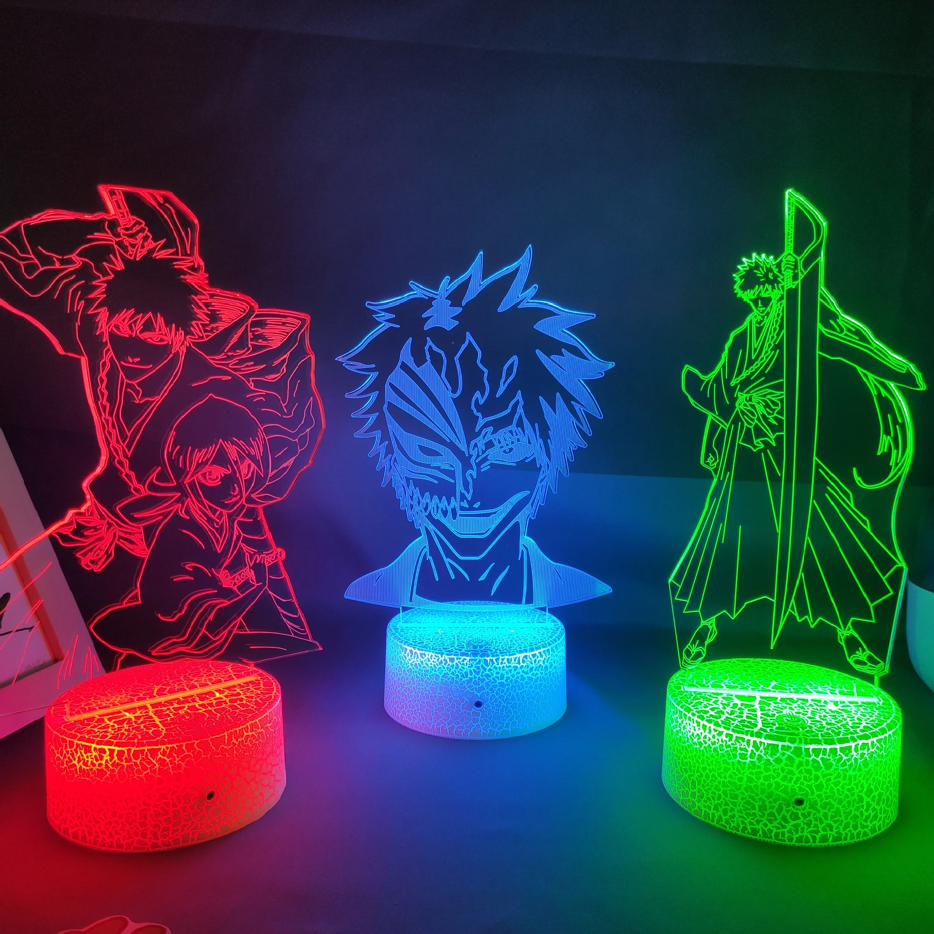 Imagem -04 - Anime Bleach Figura Ichigo 3d Led Neon Nightlights Presente de Aniversário para Amigos Otaku Bedroom Table Decor Manga Lava Lâmpadas Grimmjow