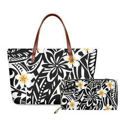 Hycool Casual Travel Bags Set Polynesian Tribal Hawaii Flower Print Custom Brand Bags Cheap Large Big Women's Travel Bags