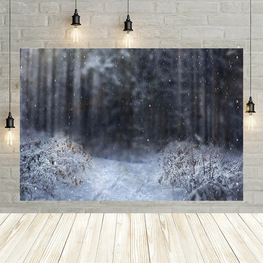 Avezano Winter Christmas Scenery Snow Snowflake Forest Portrait Wonderland Baby Decor Backdrop Photo Background Custom Studio