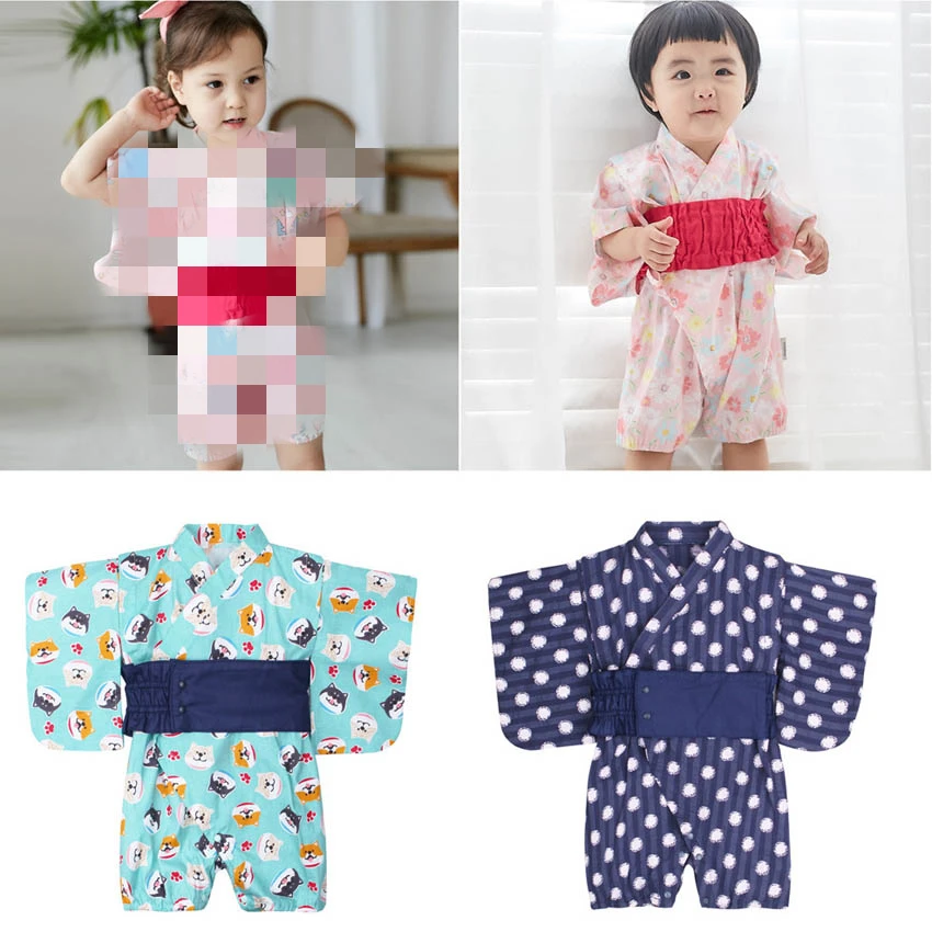 Kimono Japanese Style Children 2022 Baby Girl Boy Cartoon Infant Rompers Sakura Samurai Cosplay Costume Jump Suit Kids Pajamas