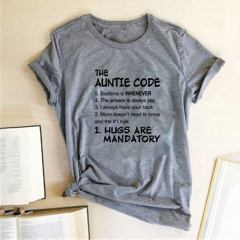 Camiseta Mujer Verano THE AUNTIE CODE Printed T-shirts Women Summer Tshirt Woman Funny Tops for Women