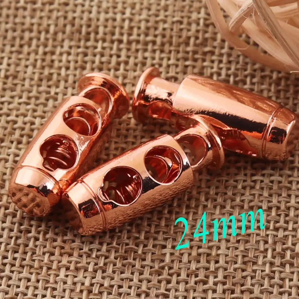 10 Pcs Rose Gold Double Barrel Toggle Cord Lock Craft Cord Lock Rope Buckle Spring Buckle Cylinder Stopper Toggle