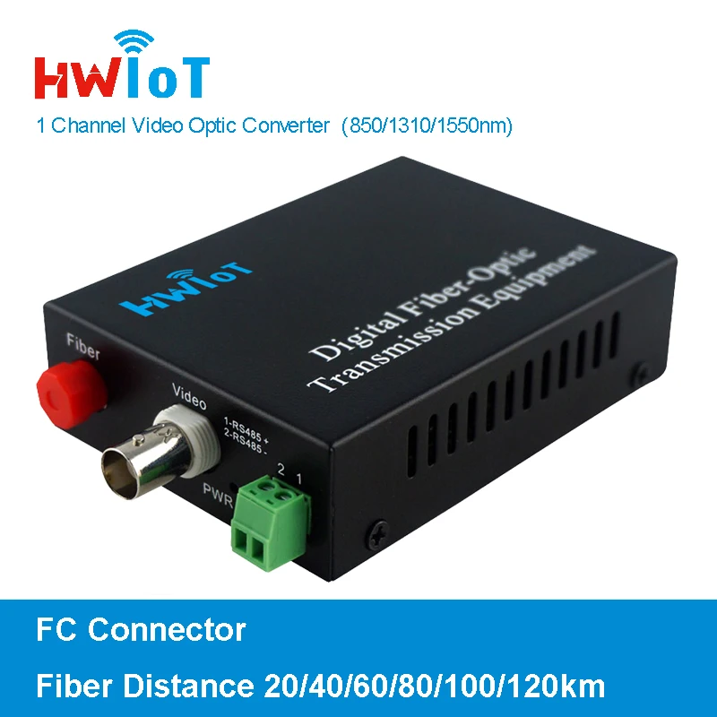 1 Channel 1 Pair Optic Video Transmitter and Receiver HD-TVI/CVI/AHD Fiber Media Converter with or without RS485 Data 20KM