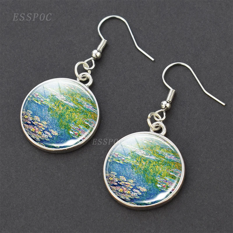 Monet's Water Lily Pond Art Earrings Water Lily  Monet Art Student Cute Earrings Monet Art French Impressionism Jewelry