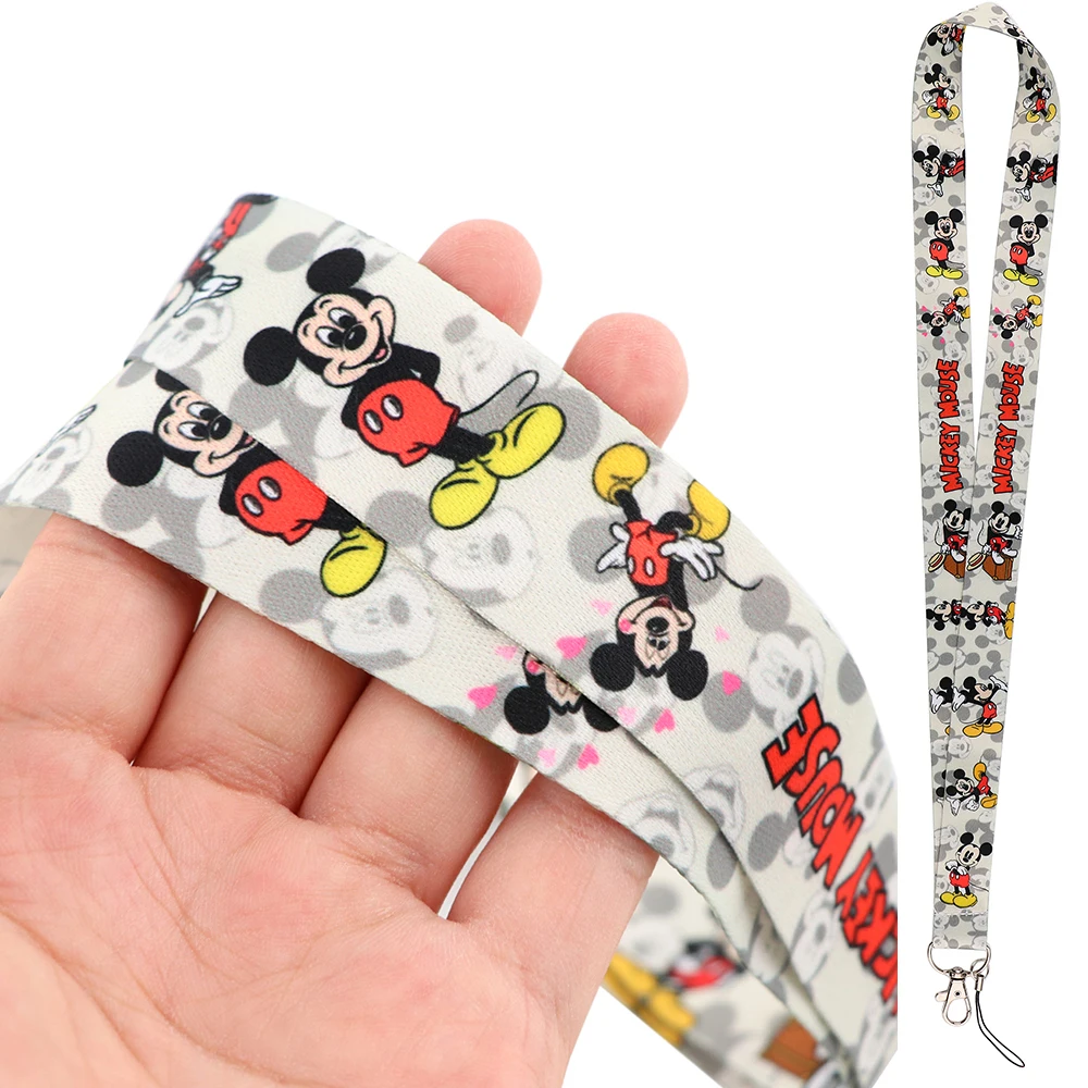 YQ285 Cute Mickey Mouse Lanyard Phone Rope Keychain USB ID Campus Bank Card Badge Holder Cartoon Neck Hand Strap Lariat Kid Gift