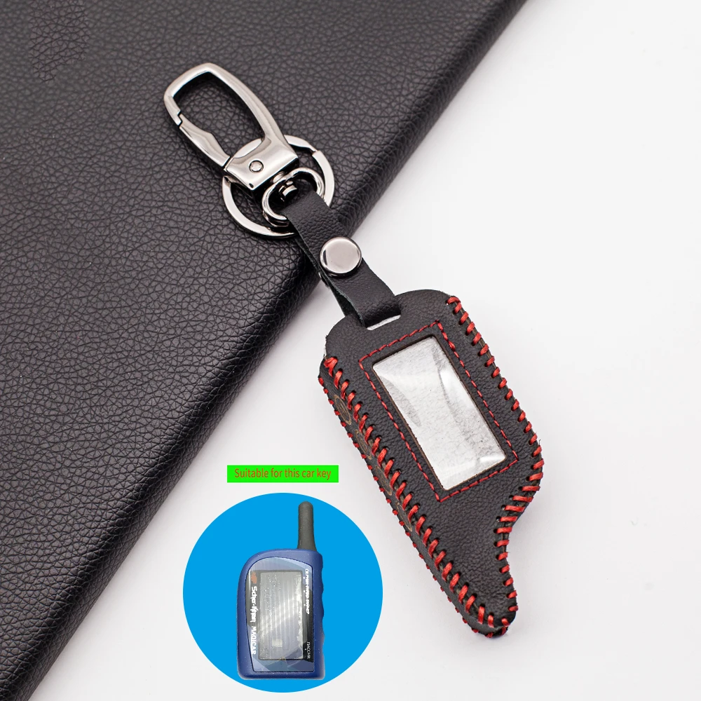 Praise 100% Leather Fob Key Case for Scher Khan magicar 4 3 M4 M3 Russian Safety In Two-way Car Alarm System