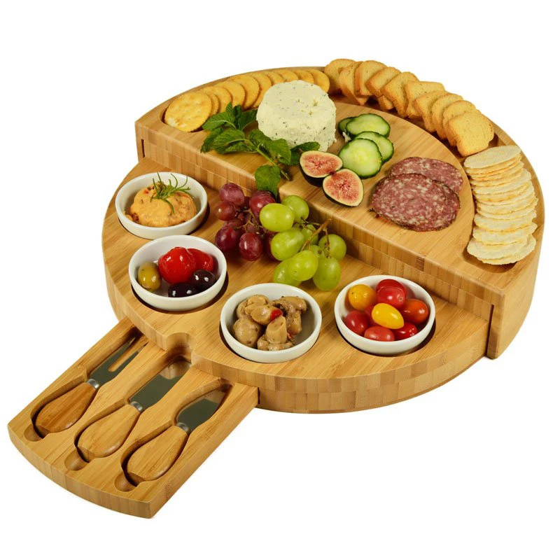 Cheese Board Cutlery Cutter Set With Slide Out Drawer Cooking Tools Slicer Fork Scoops Cut Kitchen Tools WWO66