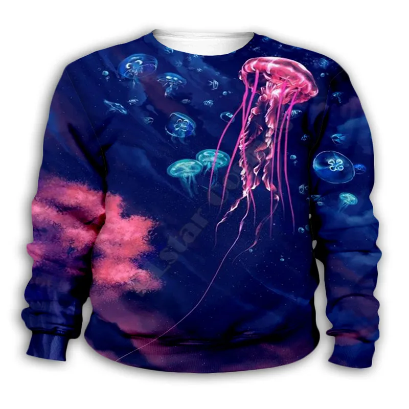 Jellyfish 3d printed Hoodies family suit tshirt zipper Pullover Kids Suit Sweatshirt Tracksuit/Pant Shorts 02