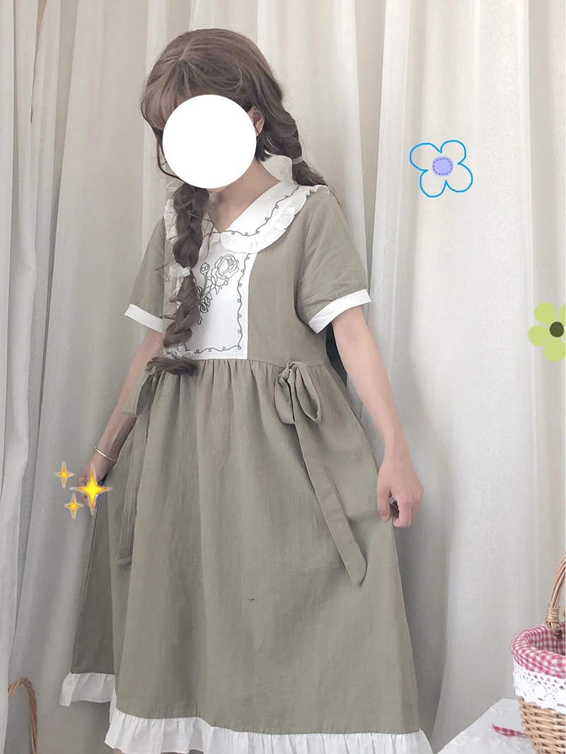 Sommer 2020 neue Japanische süße Lolita puppe kragen lose student loli kurzarm kleid nette phantasie kawaii prinzessin