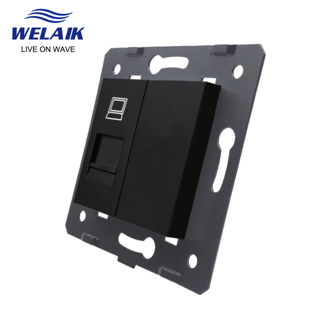 WELAIK EU Standard Internet RJ45 CAT6 Computer DIY-Parts-Wall Socket Parts-Without Glass-Panel  45*45mm A8COW