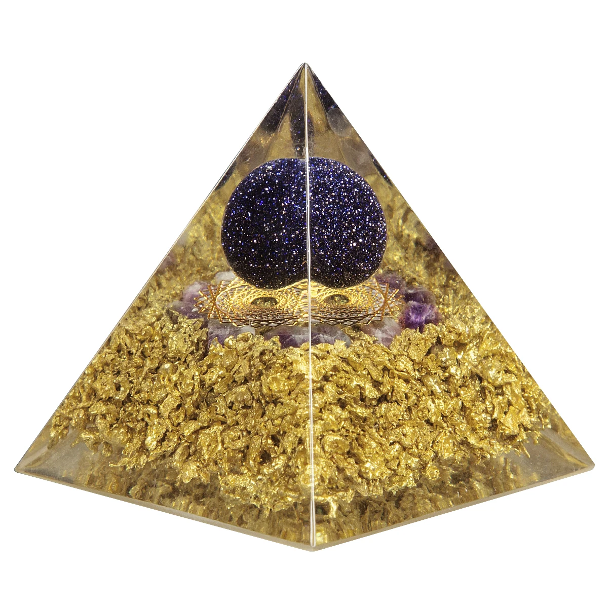 TUMBEELLUWA Natural Crystal Stone Pyramid Healing Reiki Tumbled Chip Stone Orgone Generator For Chakra Balancing, Meditation