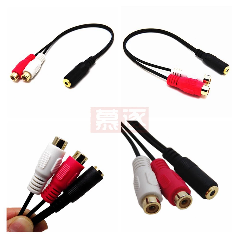 Universal 3.5mm Stereo Audio Female Jack to 2 RCA Female Socket to Headphone 3.5 Y Splitter Adapter Cable for DVD CD TV VCR