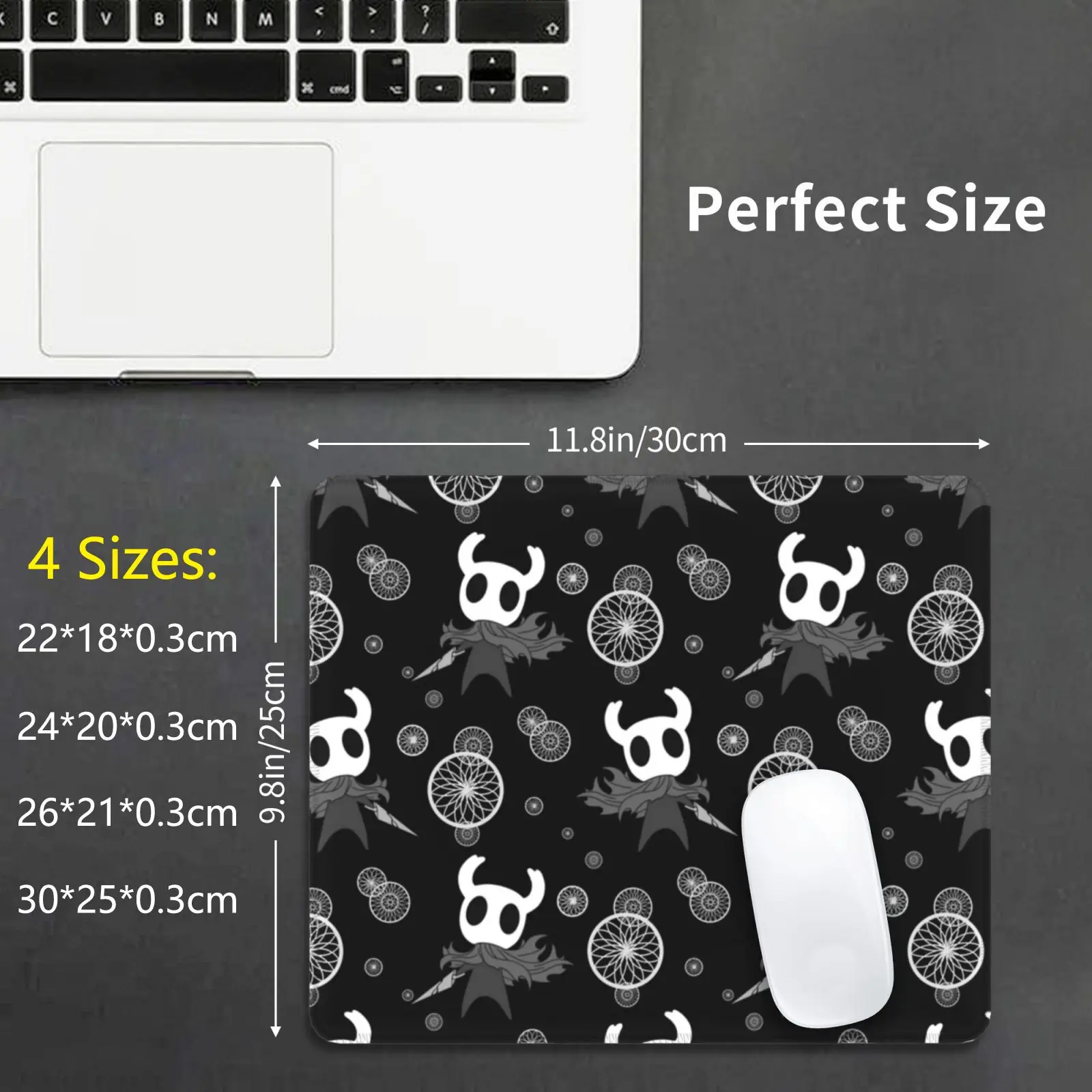 Hollow Knight Pattern Mouse Pad DIY Print Hollow Knight Hollow Knight Pattern Gaming Game Gamer Black