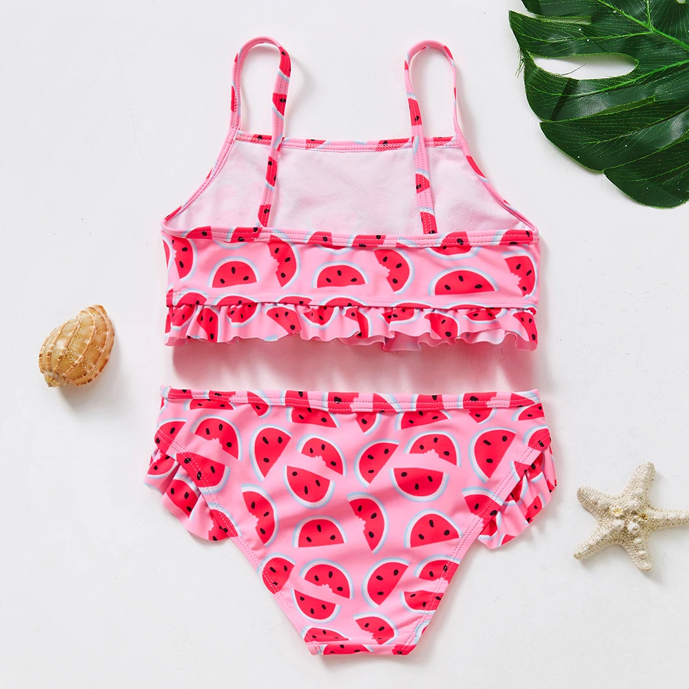 2~10Y Toddler Baby Girls Swimsuit Two pieces Girls swimwear High quality Kids Bikini set Biquini Infantil Ruffle Kids Beachwear