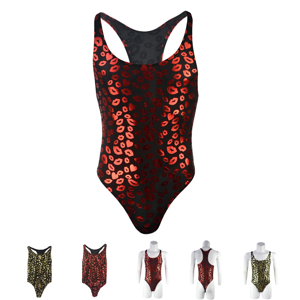 Sexy Mens Shaper Underwear Flash Print Flora Man Bodysuit Thongs Panties ZJH0874L