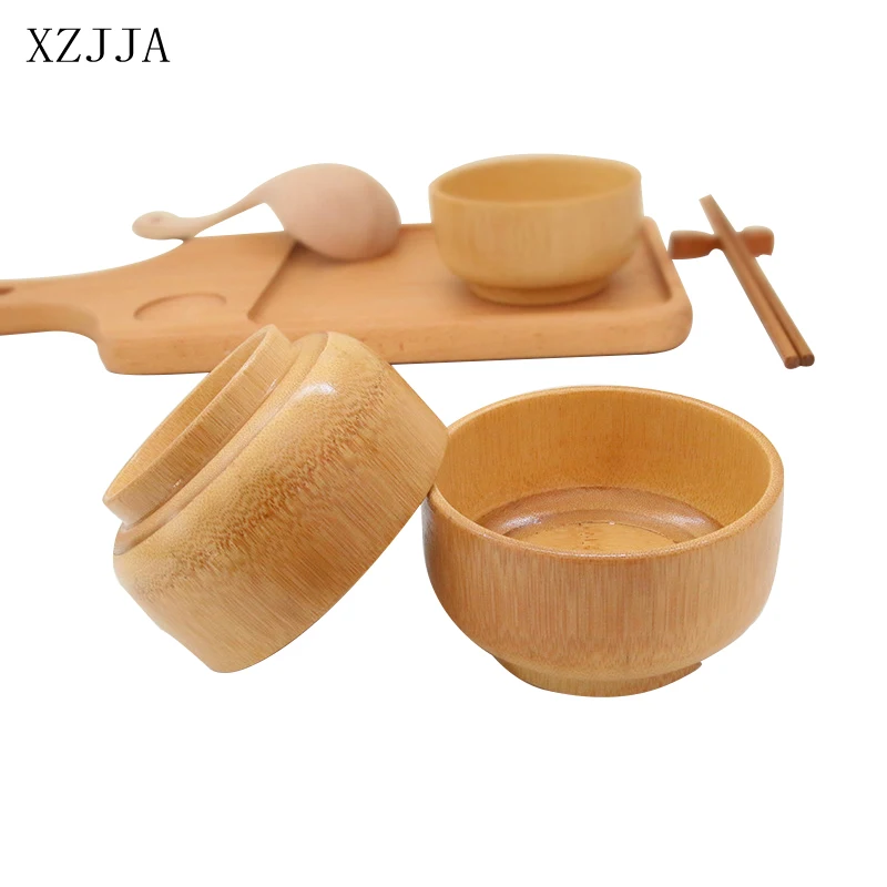 XZJJA Natural Bamboo Wood Tableware Bowl Children\'s Safe Food Container Eco Friendly Kitchen Soup Salad Noodle Rice Serving Bowl