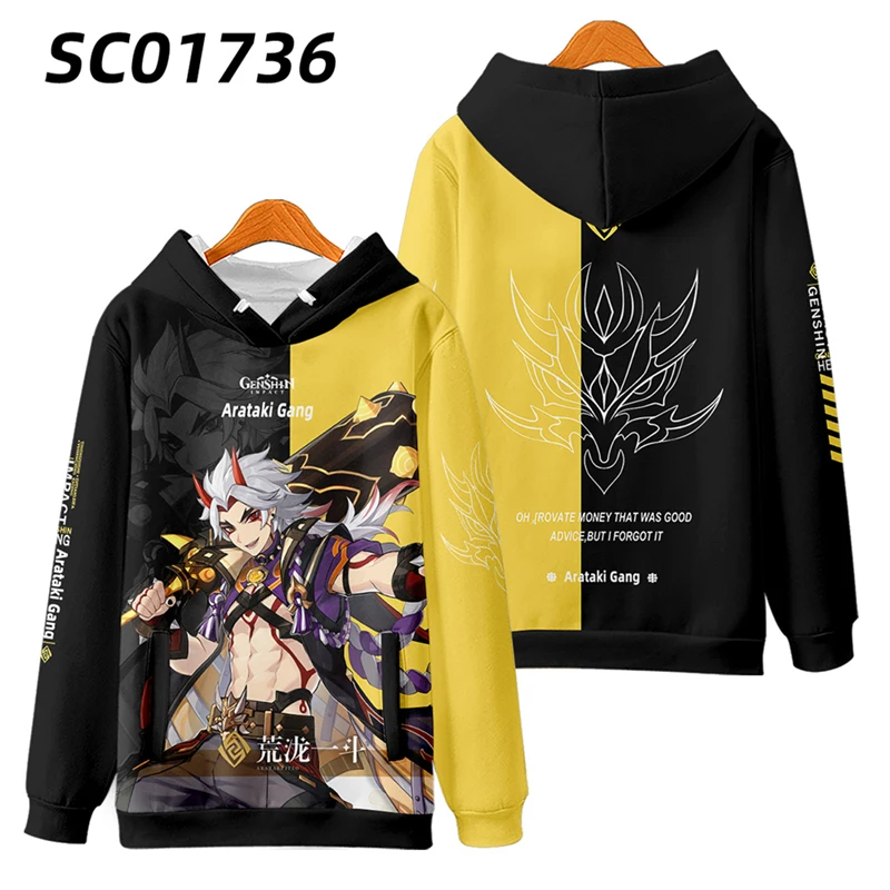 Genshin Impact 3D Print Zip Up Women/Men Hoodie Sweatshirt Streetwear Hip Hop Arataki Itto Cosplay Zipper Hooded Jacket Outwear