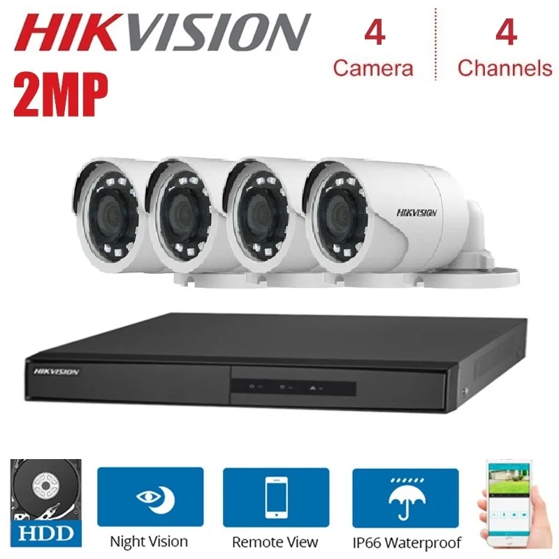 

HIKVISION English Version DS-7204HGHI-F1/N 1080P and DS-2CE16D0T-IRF 4CH outdoor Night Vision KITS with HDD Optional