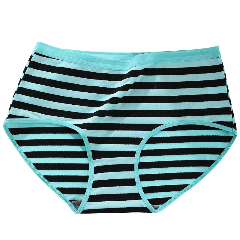Women\'s Cotton Underwear Sexy Striped Panties Plus Size Fashion Comfort Briefs High Waist Seamless Underpants Female Lingerie