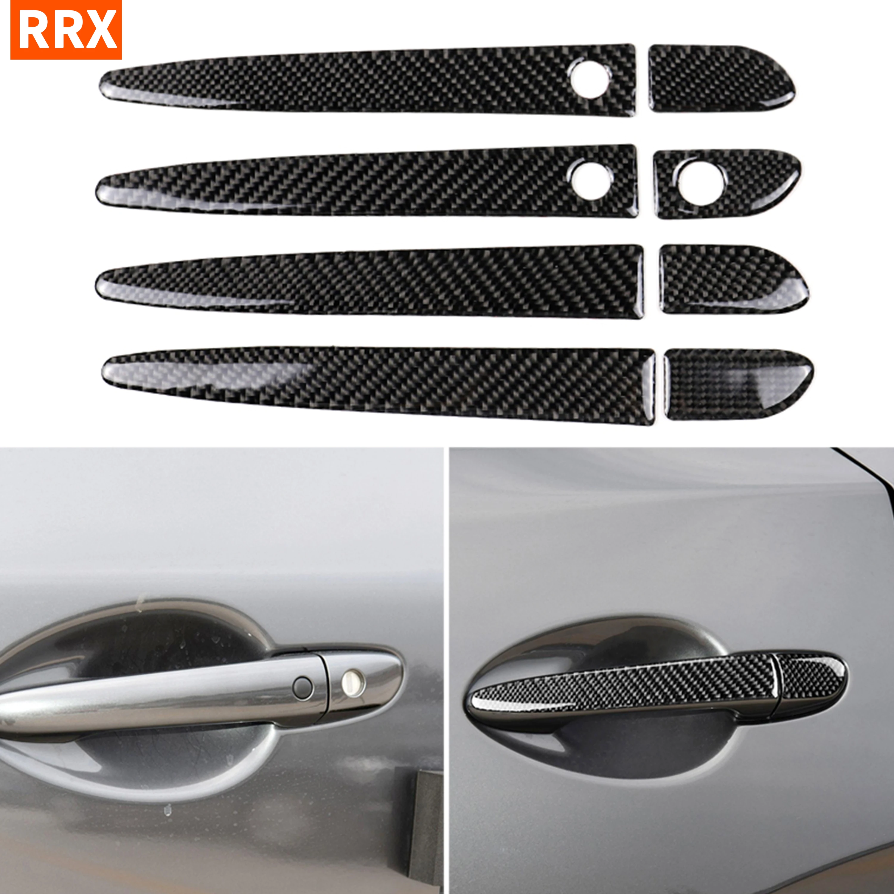 

For Mazda CX-5 2017 2018 Carbon Fiber Car Exterior Door Handle Protective covering Pull Cover Sticker Trim Black Car Styling