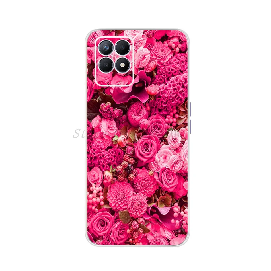 For Realme 8i Case Cover For OPPO Realme 8 Pro 2021 Bumper Fashion Sunset Printed Soft Back Fundas on Realme8 4G RMX3085 Housing